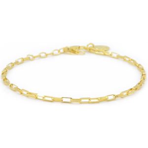 Karma - Dames Armband - Goudkleurig - 925 Sterling Silver - Vierkante Ketting