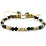 Karma Jewelry - Armband - Goud/Zwart - Natuursteen/Kristal - Verstelbaar Koord