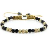 Karma Jewelry - Armband - Goud/Zwart - Natuursteen/Kristal - Verstelbaar Koord