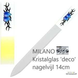MILANO Professionele Kristal Glas Nagelvijl, Nagels, Glass Nailfile, tweezijdig, Blue Hearts