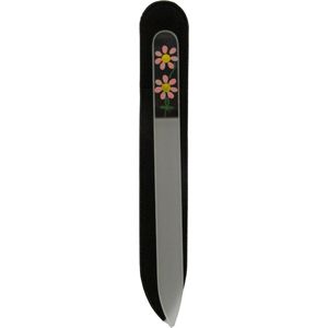 MILANO Glasvijl Kristal dubbelzijdig - Glass nailfile - Handbeschilderd - Roze bloemen - 91