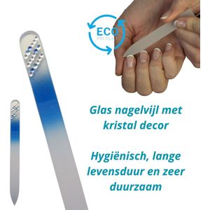 Milano Kristal Glas Nagelvijl - Glass nail file - Levenslang mee - Blauw met steentjes 83