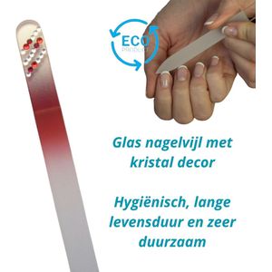 Milano Kristal Glas Nagelvijl Glass nailfile - Levenslang mee - Rood met steentjes 82