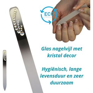 Milano Kristal Glas Nagelvijl - Glass Nailfile - Zwart met steentjes - levenslang mee - 99