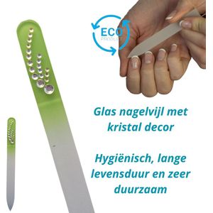 Milano Kristal Glas Nagelvijl - Glass Nailfile - Onverslijtbaar - Glasvijl - Groen met steentjes 33