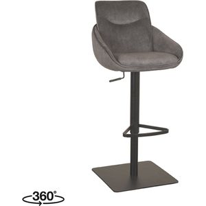 LABEL51 Beauty Barkruk - Grijs - Velvet - Zithoogte 56-82 - Kruk -