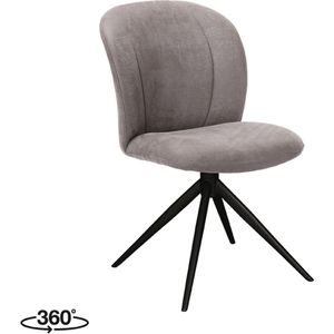 LABEL51 Kimo Eetkamerstoel - Bruin - Micro Suede - Zwart Onderstel - Stoel - Normale eetkamerstoel