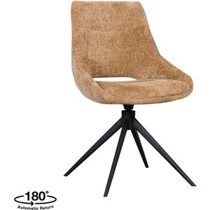 LABEL51 Marlow Eetkamerstoel - Bruin - Velvet - Black Frame - Draaibaar