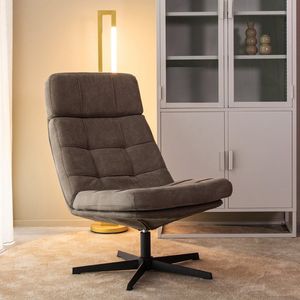 LABEL51 Alvar Fauteuil - Bruin - Micro Suede - Excl. Hocker - 