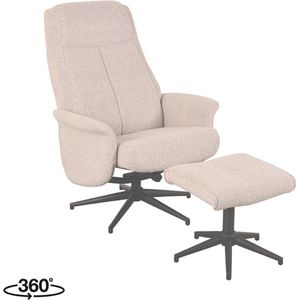 LABEL51 Bergen Fauteuil - Naturel - Boucle - Incl. Hocker