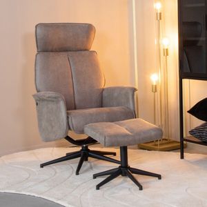 LABEL51 Verdal Fauteuil - Bruin - Stof - Incl. Hocker - -