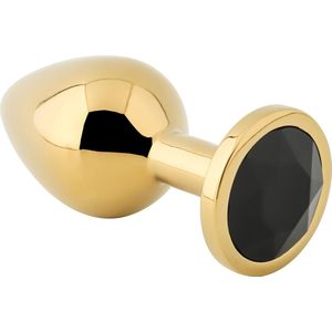 Banoch - Buttplug Aurora black gold Large - gouden Metalen buttplug - Diamant zwart