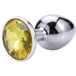 Banoch - Buttplug Aurora yellow Large- Metalen buttplug - Diamant steen - geel