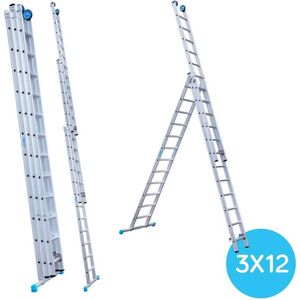 Eurostairs 3-delige Rechte Reformladder - 3x12 Sporten