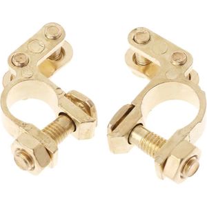 Accuklemmen set 2 stuks Koper 11mm & 13mm verguld voor zware toepassingen / HaverCo