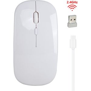 Draadloze computermuis muis oplaadbaar met accu 2.4Ghz 10 meter bereik 1200dpi / Wit / HaverCo