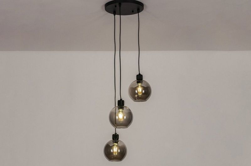 Lumidora Hanglamp 74036 - 3 Lichts - E27 - Zwart - Grijs - Metaal - 37 cm