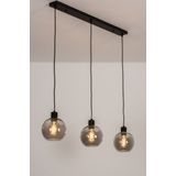 Hanglamp - Rookglas - Drie Bollen - Zwart - Luxe Fittingen