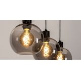 Hanglamp - Rookglas - Drie Bollen - Zwart - Luxe Fittingen