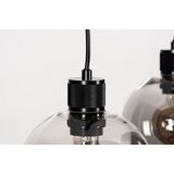 Hanglamp - Rookglas - Drie Bollen - Zwart - Luxe Fittingen