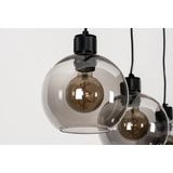 Hanglamp - Rookglas - Drie Bollen - Zwart - Luxe Fittingen