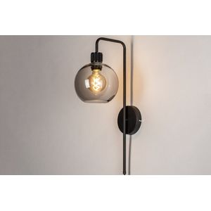 Zwart - Wandlamp - Rookglas - Snoer en Stekker