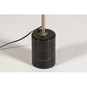 Gouden - Staande Lamp - Rookglas - Messing - Zwart Marmer Voet