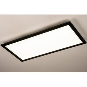 Strakke - Platte - Led Plafondlamp - Zwart - Rechthoekig - Instelbare Lichtkleur