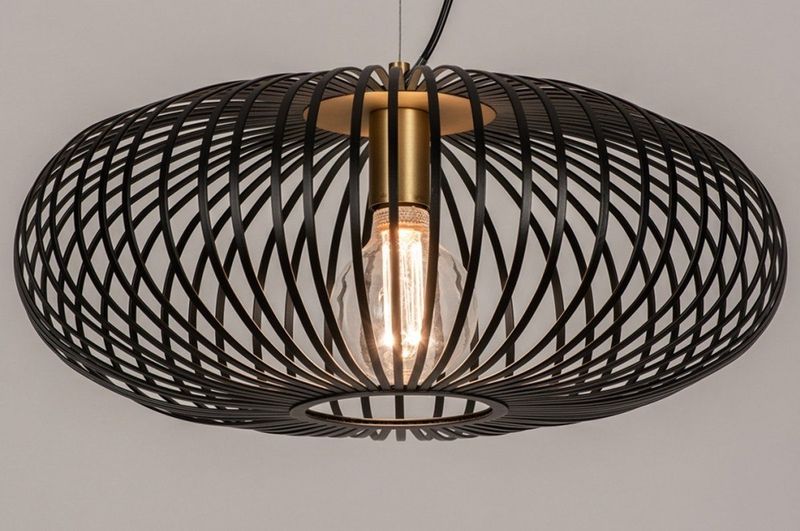 Lumidora Hanglamp 74245 - E27 - Zwart - Messing - Metaal - 50 cm