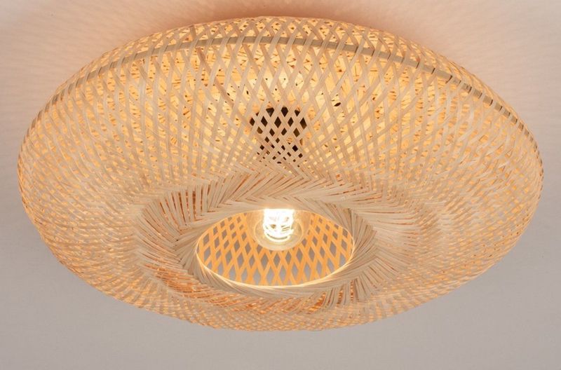 Rotan Plafondlamp - Natuur - 50 cm - Handgemaakt