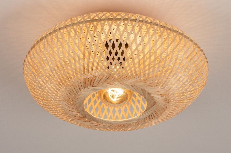 Rotan - Plafondlamp - Natuurlijk - Handgemaakt - Diameter 40 cm