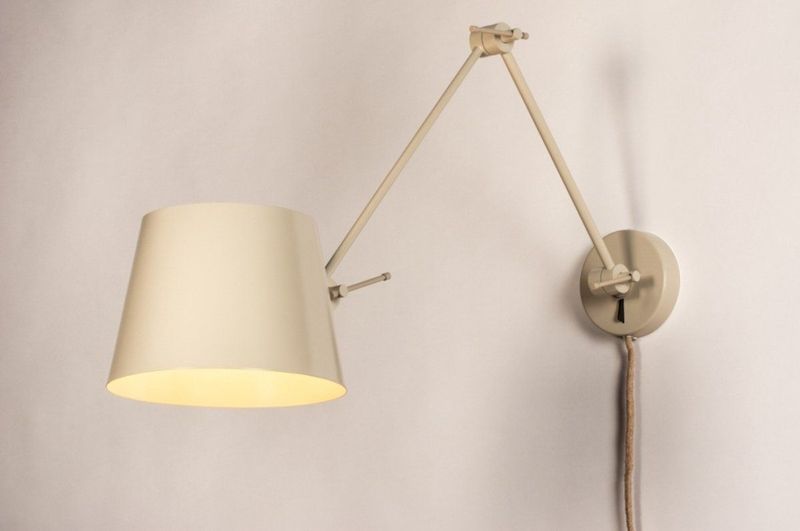 Beige - Verstelbare Wandlamp - Knikarm - Jute Snoer