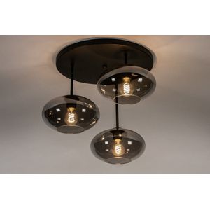 Lumidora Plafondlamp 31039 - 3 Lichts - E27 - Zwart - Grijs - Metaal
