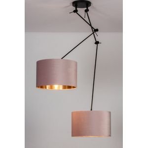 Lumidora Hanglamp 30923 - 2 Lichts - E27 - Zwart - Roze - Koper - Metaal