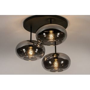 Lumidora Plafondlamp 31037 Plafonniere OSLO 3 Lichts E27 Zwart Grijs Metaal ⌀ 60