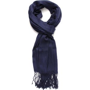 Blauwe sjaal - Dunne sjaal - Sjaal met franjes - Sjaal voor binnen en buiten