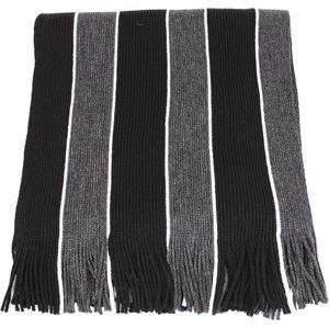 Gestreepte sjaal - Warme sjaal - Zwart grijze sjaal - Acryl sjaal