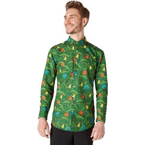 Suitmeister Christmas Green Tree Shirt - Heren Overhemd - Kerstshirt - Groen