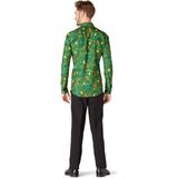 Suitmeister - Slim Fit Overhemd - Groen - Katoen - Kerstboomprint
