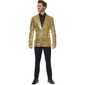 Suitmeister Sequins Goud Heren Blazer Carnavalskleding Glimmende Pailletten Goud Jasje