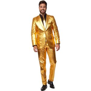 OppoSuits Groovy Gold - Heren Carnaval Kostuum - Glimmend - Goud - Maat EU 54