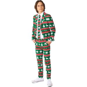 OppoSuits Festive Green - Tiener Kerstpak - Kerst Outfit - Jongens - Kerst - Groen - Maat EU 170/176