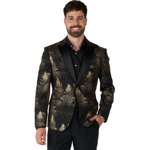 OppoSuits Festive Forest - Heren Colbert - Kerst blazer - Kerst Outfit - Zwart/Goud - Maat EU 48