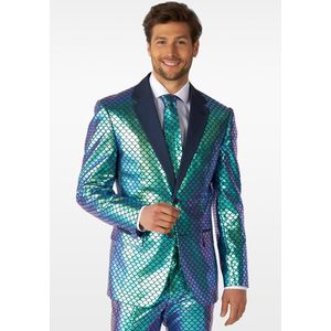 OppoSuits Fancy Fish Heren Pak Glimmend Visgraat Kostuum Oceaan Carnavalskleding Blauw