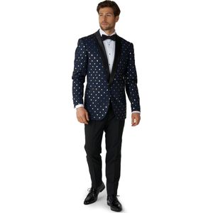 Donkerblauwe Goud Stip Smoking Heren OppoSuits
