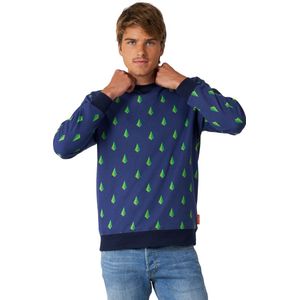 OppoSuits TreeDee - Heren Sweater - Kersttrui - Kerst - Donkerblauw - Maat M