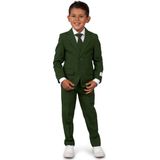OppoSuits - Donkergroen Pak - Jongen - Slim Fit - Inclusief Jasje en Pantalon