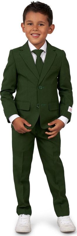 OppoSuits - Donkergroen Pak - Jongen - Slim Fit - Inclusief Jasje en Pantalon