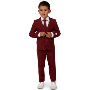 OppoSuits BOYS Blazing Burgundy - Jongens Pak - Casual Effen Gekleurd - Donkerrood - Maat EU 110/116