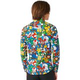 OppoSuits Lange Mouwen Overhemd Super Mario Teen Boys - Tiener Overhemd - Carnavalskleding - Casual Gaming Nintendo Shirt - Meerkleurig - Maat EU 134/140
